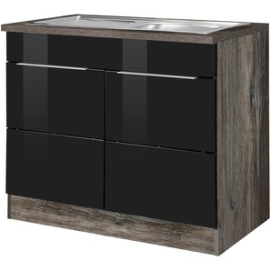 KOCHSTATION Spülenschrank KS-Brindisi 100 cm breit, inklusive Einbauspüle