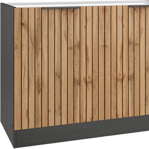 KOCHSTATION Spülenschrank KS-Lagos Breite 120 cm, wahlweise mit Spülbecken in edelstahl oder schwarz
