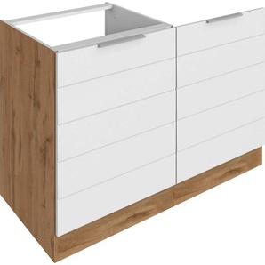 KOCHSTATION Spülenschrank KS-Luhe 120 cm breit, hochwertige MDF-Fronten mit waagerechter Lisene