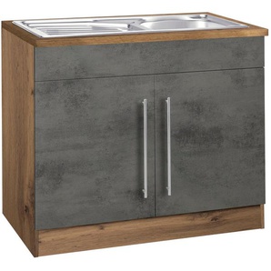 KOCHSTATION Spülenschrank KS-Samos 100 cm breit, inkl. Einbauspüle
