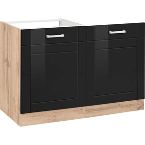 KOCHSTATION Spülenschrank KS-Tinnum 120 cm breit, MDF-Fronten, Metallgriffe, inklusive Einbauspüle