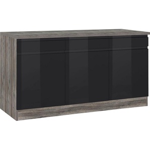 KOCHSTATION Unterschrank KS-Virginia 85 cm hoch, 150 cm breit, 3 Schubladen, 3 Türen, griffloses Design