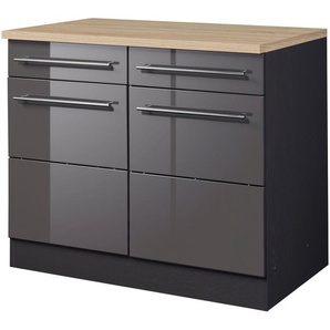 KOCHSTATION Unterschrank KS-Wien Breite 100 cm, 2 Türen, 2 Schubkästen, für viel Stauraum