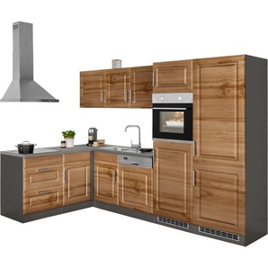 KOCHSTATION Winkelküche KS-Stockholm, Stellbreite 290/170 cm, mit hochwertigen MDF Fronten im Landhaus-Stil