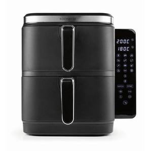 Kochwerk HEIßLUFTFRITTEUSE Kochwerk, Schwarz, Metall, Kunststoff, 10 L, 31.9x30.3x38.7 cm, antihaftbeschichteter Innenbehälter, Temperaturanzeige, Timer, Heißlufttechnologie, Programm wählbar, Display, Touchscreen, Küchengeräte, Heißluftfritteusen