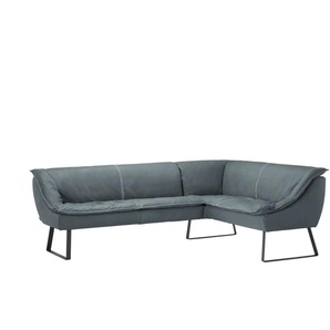 KOINOR Eckbank Leder Alino - blau - Materialmix - 86 cm | Möbel Kraft