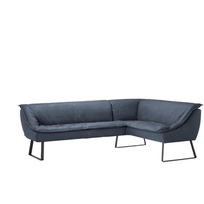 KOINOR Eckbank Leder Alino - blau - Materialmix - 86 cm | Möbel Kraft