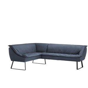KOINOR Eckbank Leder Alino - blau - Materialmix - 86 cm | Möbel Kraft