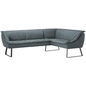 KOINOR Eckbank Leder Alino ¦ blau ¦ Maße (cm): H: 89