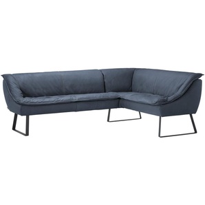 KOINOR Eckbank Leder Alino ¦ blau ¦ Maße (cm): B: 243 H: 89 T: 192.0