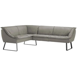 KOINOR Eckbank Leder Alino - grau - Materialmix - 86 cm | Möbel Kraft