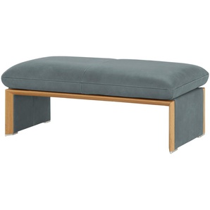 KOINOR Hockerbank mit Massivholzrahmen aus Wildeiche Humfrey ¦ blau ¦ Maße (cm): B: 120 H: 43 T: 60.0