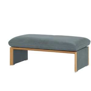 KOINOR Hockerbank mit Massivholzrahmen aus Wildeiche Humfrey ¦ blau ¦ Maße (cm): B: 120 H: 43 T: 60.0