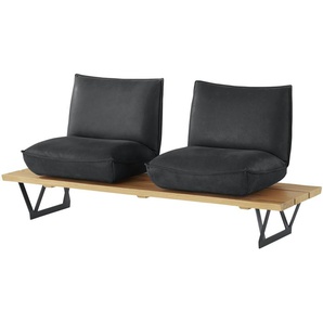 KOINOR Kufenbank Leder Schwof ¦ grau ¦ Maße (cm): B: 190 H: 88 T: 70.0