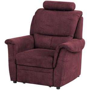 Kollektion Kraft Sessel mit Hocker  Chris - rot - Materialmix - 102 cm - 96 cm - 92 cm | Möbel Kraft