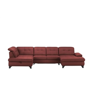 Kollektion Kraft Wohnlandschaft Leder Jona - rot - Materialmix - 368 cm - 100 cm - cm 194,0 | Möbel Kraft
