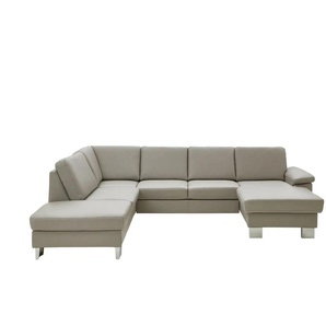 Kollektion Kraft Wohnlandschaft mit Sitz- und Rückenbezug aus Echtleder Samu-L - beige - Materialmix - 316 cm - 90 cm | Möbel Kraft