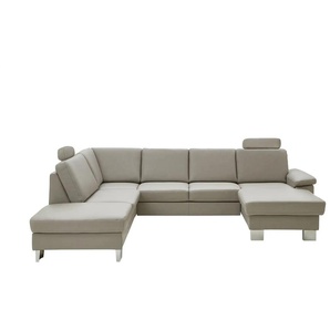 Kollektion Kraft Wohnlandschaft mit Sitz- und Rückenbezug aus Echtleder Samu-L - beige - Materialmix - 316 cm - 90 cm - cm 235,0 | Möbel Kraft