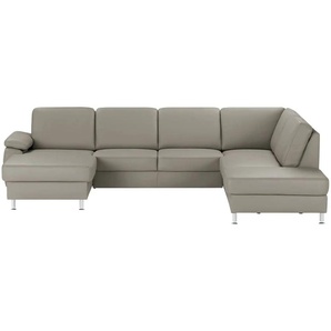 Kollektion Kraft Wohnlandschaft mit Sitz- und Rückenbezug aus Leder Kathi - grau - Materialmix - 309 cm - 86 cm - cm 235,0 | Möbel Kraft