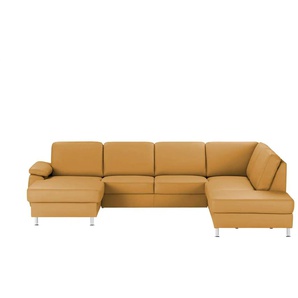 Kollektion Kraft Wohnlandschaft mit Sitz- und Rückenbezug aus Leder Kathi - orange - Materialmix - 309 cm - 86 cm - cm 235,0 | Möbel Kraft