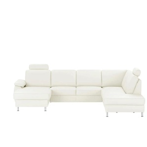 Kollektion Kraft Wohnlandschaft mit Sitz- und Rückenbezug aus Leder Kathi - weiß - Materialmix - 309 cm - 86 cm - cm 235,0 | Möbel Kraft