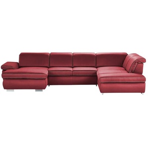 Kollektion Kraft Wohnlandschaft mit verschiedenen Funktionen Amanda - rot - Materialmix - 379 cm - 85 cm - cm 260,0 | Möbel Kraft
