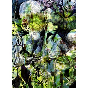 Komar Fototapete Aphrodites Garden , Mehrfarbig, Schwarz , Papier , Abstraktes , 184x254 cm , Fsc, Made in Germany , Tapeten Shop, Fototapeten