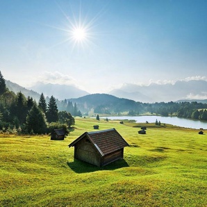 Komar Vliestapete Bergwiese vor Karwendel, (9 St), 450x280 cm (Breite x Höhe), Wohnzimmer, Schlafzimmer