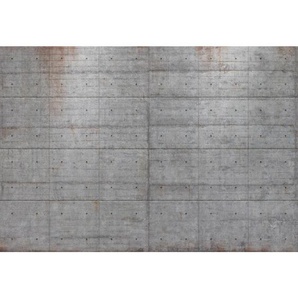 Komar Fototapete Concrete Blocks, Grau, Papier, Betonoptik, 368x254 cm, Fsc, Made in Germany, Tapeten Shop, Fototapeten