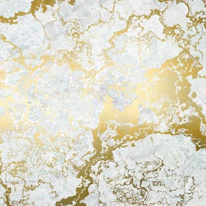 KOMAR Fototapete Marbelous Tapeten Gr. B/L: 4 m x 2,8 m, Rollen: 1 St., goldfarben (gold, weiß) Fototapeten Steinoptik Tapeten