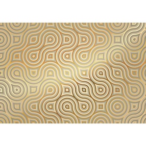 Komar Fototapete Meander, Grau, Gold, Papier, Abstraktes, 368x254 cm, Fsc, Made in Germany, Tapeten Shop, Fototapeten