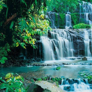 Komar Fototapete Pura Kaunui Falls, 368x254 cm (Breite x Höhe), inklusive Kleister