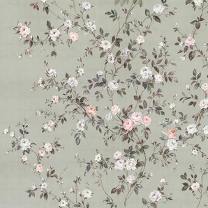 KOMAR Fototapete Rosellia Tapeten bedruckt, botanisch, floral, Vlies, Wand, Decke, Schräge Gr. B/L: 3,5 m x 25 m, Rollen: 1 St., rosa (grau, weiß, rosa) Fototapeten Blumen