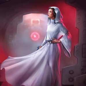 KOMAR Fototapete Star Wars Classic Leia Tapeten Gr. B/L: 2 m x 2,5 m, Rollen: 1 St., rot (rot, weiß) Fototapeten Film Tapeten