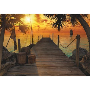 Komar Fototapete Treasure Island , Braun, Gelb, Orange , Papier , 368x254 cm , FSC , Tapeten Shop, Fototapeten