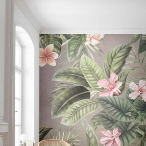 KOMAR Fototapete Vlies - Large Bloomed Größe 200 x 250 cm Tapeten Gr. Rollen: 1 St., beige,grün Fototapeten Blumen