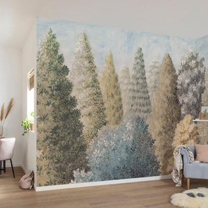 KOMAR Fototapete Vlies - Painted Woods Größe 400 x 250 cm Tapeten Gr. Rollen: 1 St., grün Fototapeten Blumen