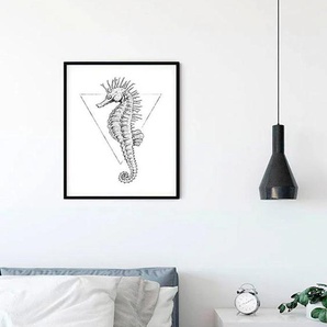 KOMAR Poster Sea Horse White Bilder Kinderzimmer, Schlafzimmer, Wohnzimmer Gr. B/H: 40 cm x 50 cm, Tiere, silberfarben Poster