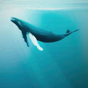 KOMAR Vliestapete Artsy Humpback Whale Tapeten 200x280 cm (Breite x Höhe) Gr. B/L: 200 m x 280 m, Rollen: 1 St., blau (blau, weiß) Vliestapeten