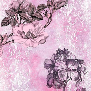 KOMAR Vliestapete Baroque Pink Tapeten 200x250 cm (Breite x Höhe), Vliestapete, 100 cm Bahnbreite Gr. B/L: 200 m x 250 m, Rollen: 1 St., rosa Blumentapeten