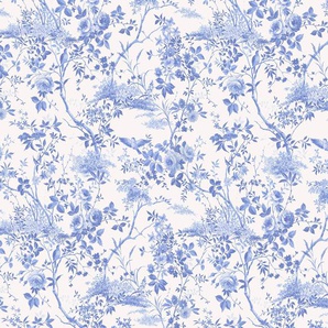 KOMAR Vliestapete Charming Bloom Tapeten 300x280 cm (Breite x Höhe), Vliestapete, 100 cm Bahnbreite Gr. B/L: 300 m x 280 m, Rollen: 1 St., blau (blau, weiß) Blumentapeten