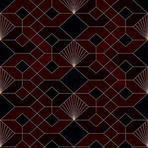 KOMAR Vliestapete Coquilles Tapeten 150x280 cm (Breite x Höhe) Gr. B/L: 1,5 m x 2,8 m, rot (rot, schwarz) Türtapeten