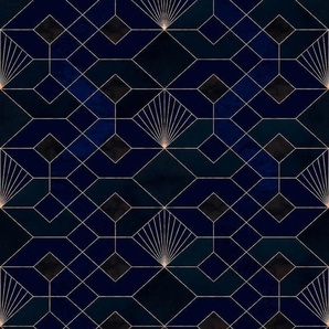 KOMAR Vliestapete Coquilles Tapeten Gr. B/L: 1,5 m x 2,8 m, blau (blau, schwarz) Türtapeten