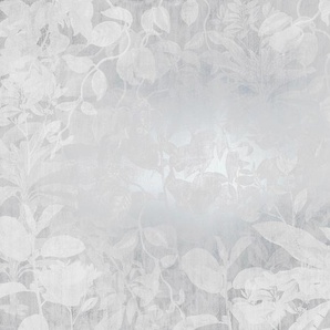 KOMAR Vliestapete Flora Tapeten Gr. B/L: 400 m x 280 m, Rollen: 1 St., grau (silber, grau, weiß) Blumentapeten