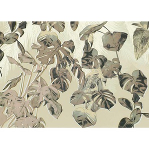 Komar Vliestapete, Gelb, Grau, Blätter, 350x250 cm, Fsc, Tapeten Shop, Vliestapeten