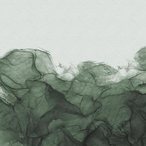 KOMAR Vliestapete Green Dust Tapeten 300x280 cm (Breite x Höhe) Gr. B/L: 300 m x 280 m, Rollen: 1 St., grün (grün, weiß) Steintapeten