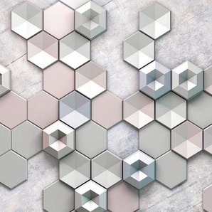 Komar Vliestapete Digitaldruck Vlies - Hexagon Concrete - Größe 400 x 250 cm, glatt, bedruckt, (1 St), Wohnzimmer, Schlafzimmer