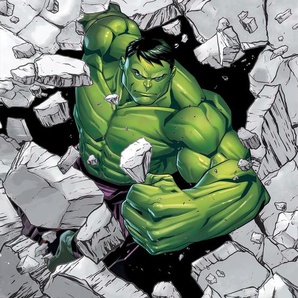 KOMAR Vliestapete Hulk Breaker Tapeten 250x280 cm (Breite x Höhe) Gr. B/L: 250 m x 280 m, Rollen: 1 St., grün (grün, schwarz, weiß) Vliestapeten