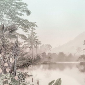 Komar Vliestapete Digitaldruck Vlies - Lac des Palmiers - Größe 200 x 250 cm, glatt, bedruckt, Wohnzimmer, Schlafzimmer