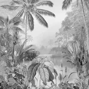 KOMAR Vliestapete Lac Tropical Black & White Tapeten Gr. B/L: 200 m x 270 m, Rollen: 1 St., schwarz (schwarz, weiß) Vliestapeten